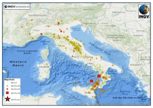 I terremoti registrati e localizzati dalla Rete Sismica Nazionale dell’INGV tra il 1 e il 31 ottobre del 2015.