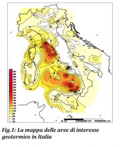 Mappa aree di interesse geotermico in Italia