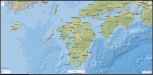 Figura 2: L’epicentro del terremoto nell’Isola di Kyushu (M 7.0) del 15 aprile (fonte http://earthquake.usgs.gov)