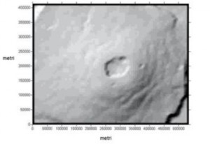 figura 1: Marte, Vulcano Monte Olimpo, elaborazione ottenuta dal FILE MOLA Pedr_222E231E_15N22N
