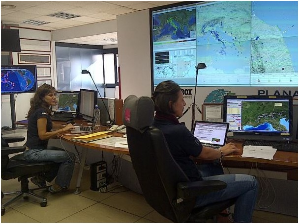 La Sala Sismica INGV dove vengono analizzati in tempo reale i dati di tutti i terremoti italiani.