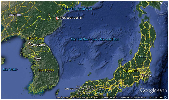 Figura 2: localizzazione del poligono nucleare nordcoreano