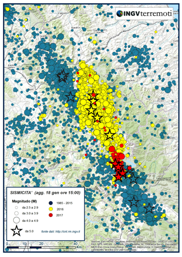 SISMICITA', sisma 18 gennaio 2017 